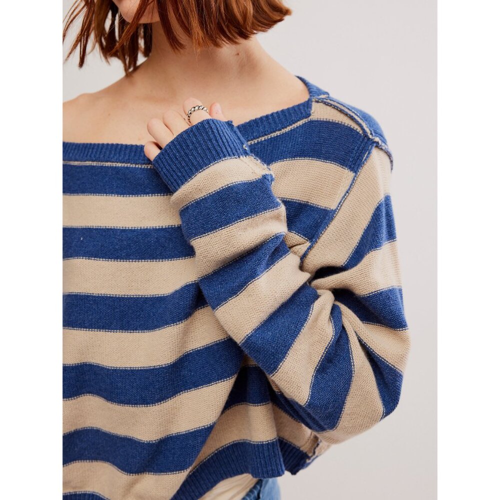 FREE PEOPLE Into The Blue Pullover / Blue Combo - Picture 5 of 9